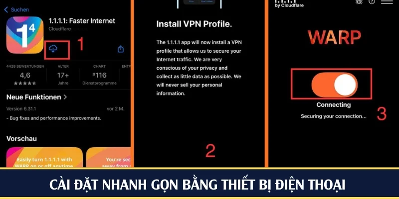 Cài đặt nhanh gọn bằng thiết bị điện thoại 