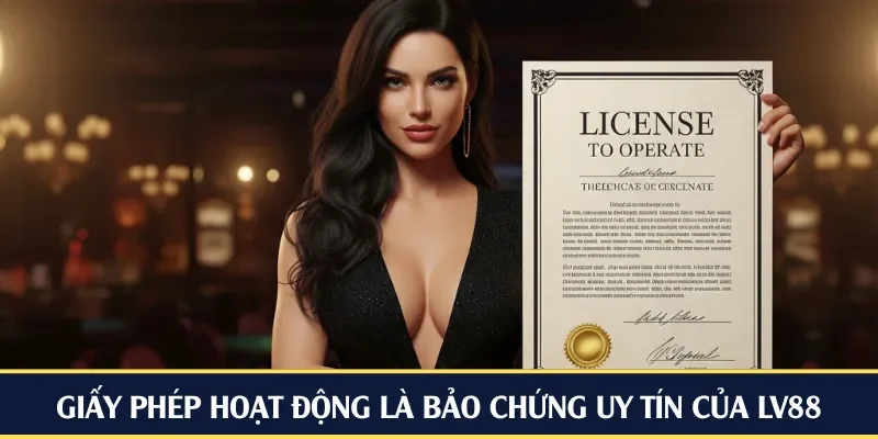 Giấy phép hoạt động là bảo chứng uy tín của LV88